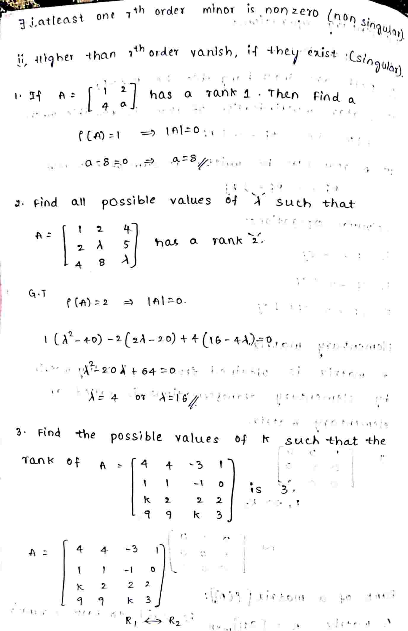 Rank of a matrix