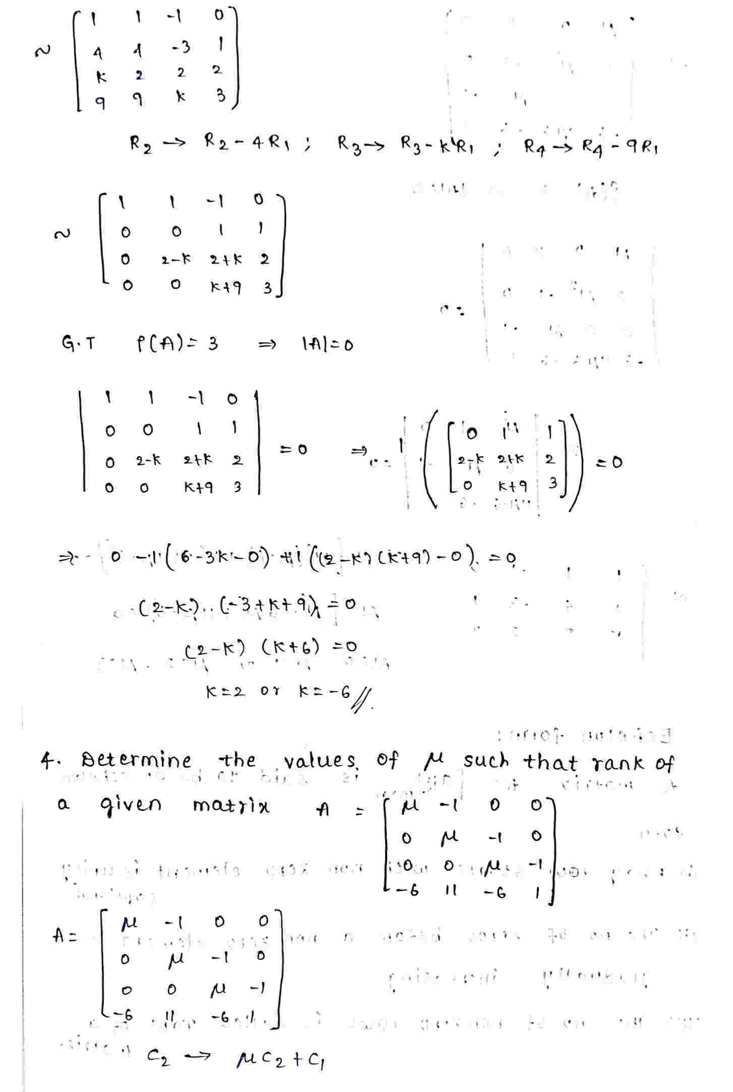 Rank of a matrix