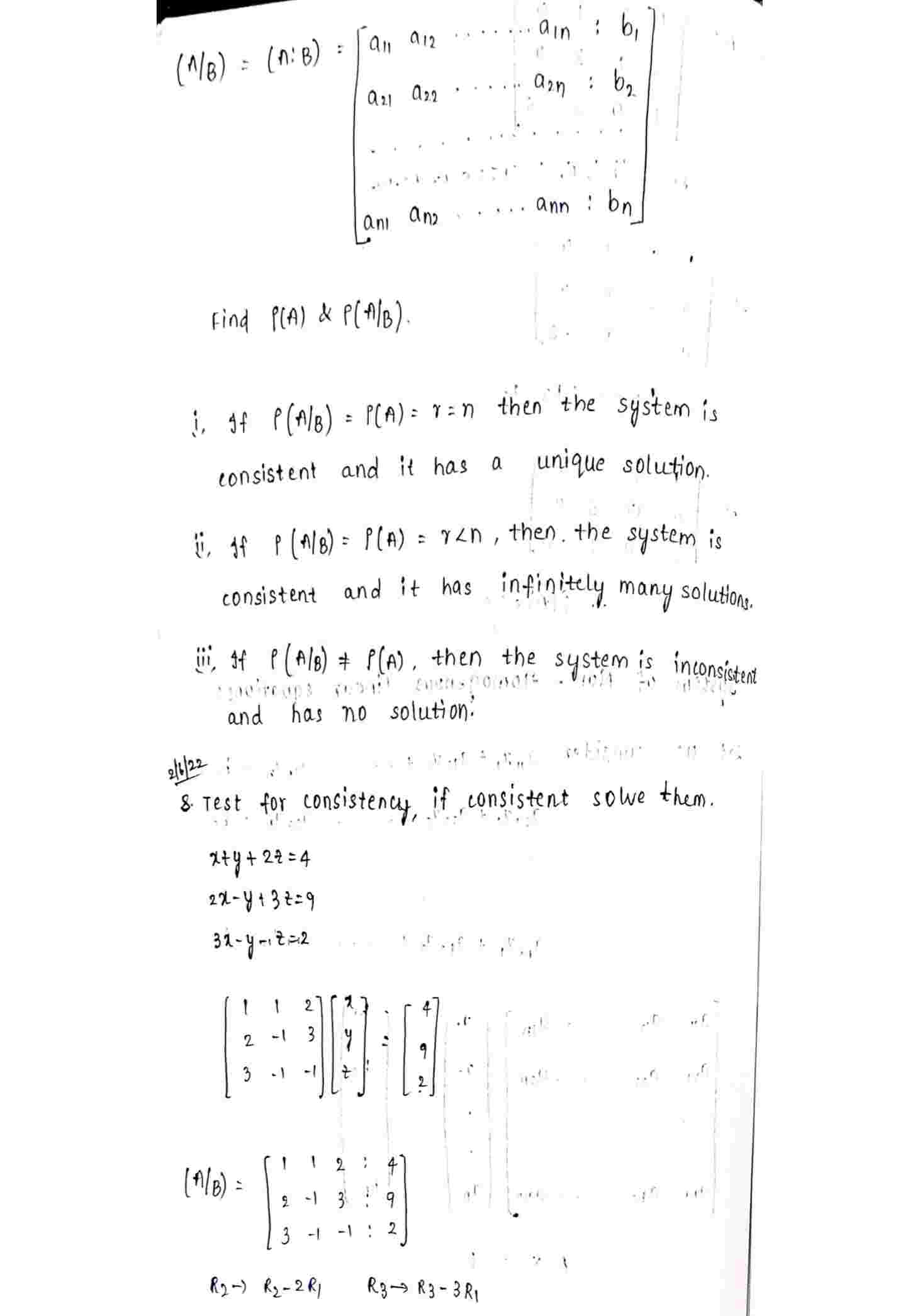 System of nonhomogeneous linear equations