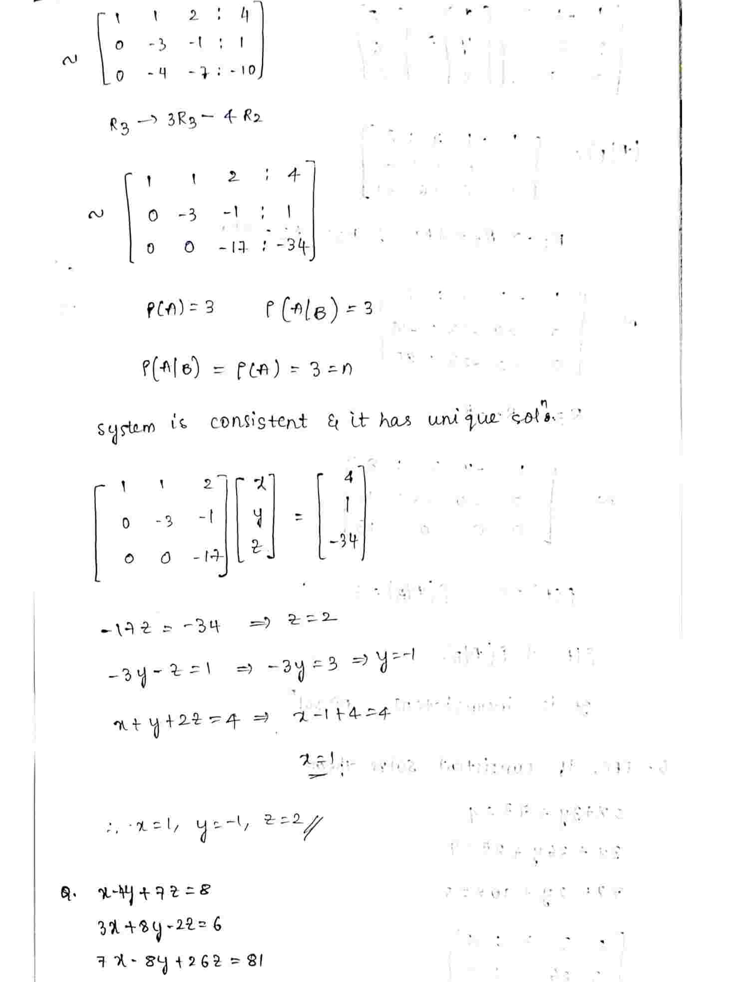 System of nonhomogeneous linear equations
