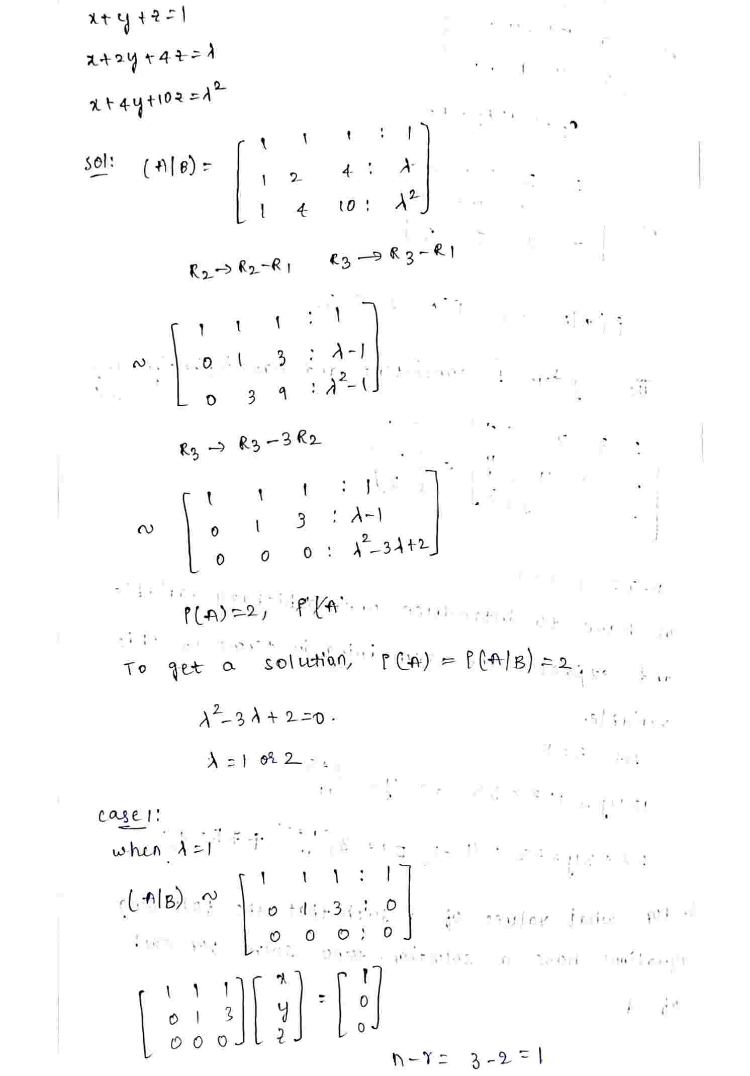 System of nonhomogeneous linear equations