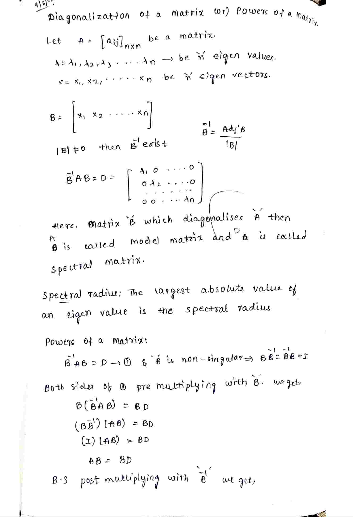 Diagonalization of matrix