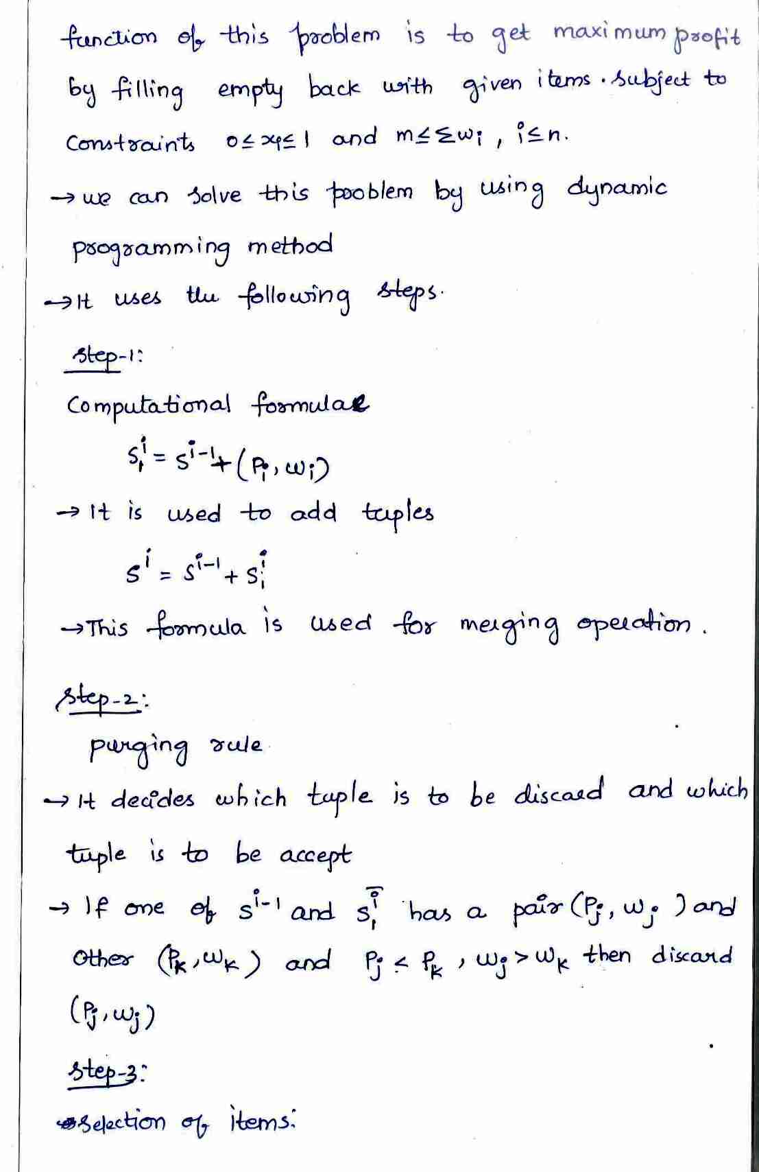 Dynamic programming in DAA