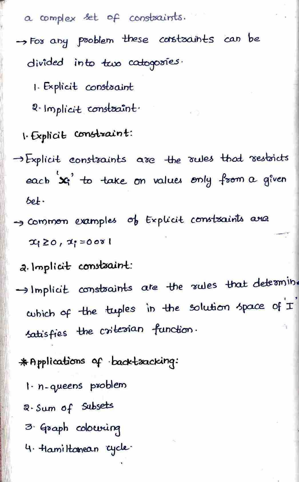 Back Tracking in DAA