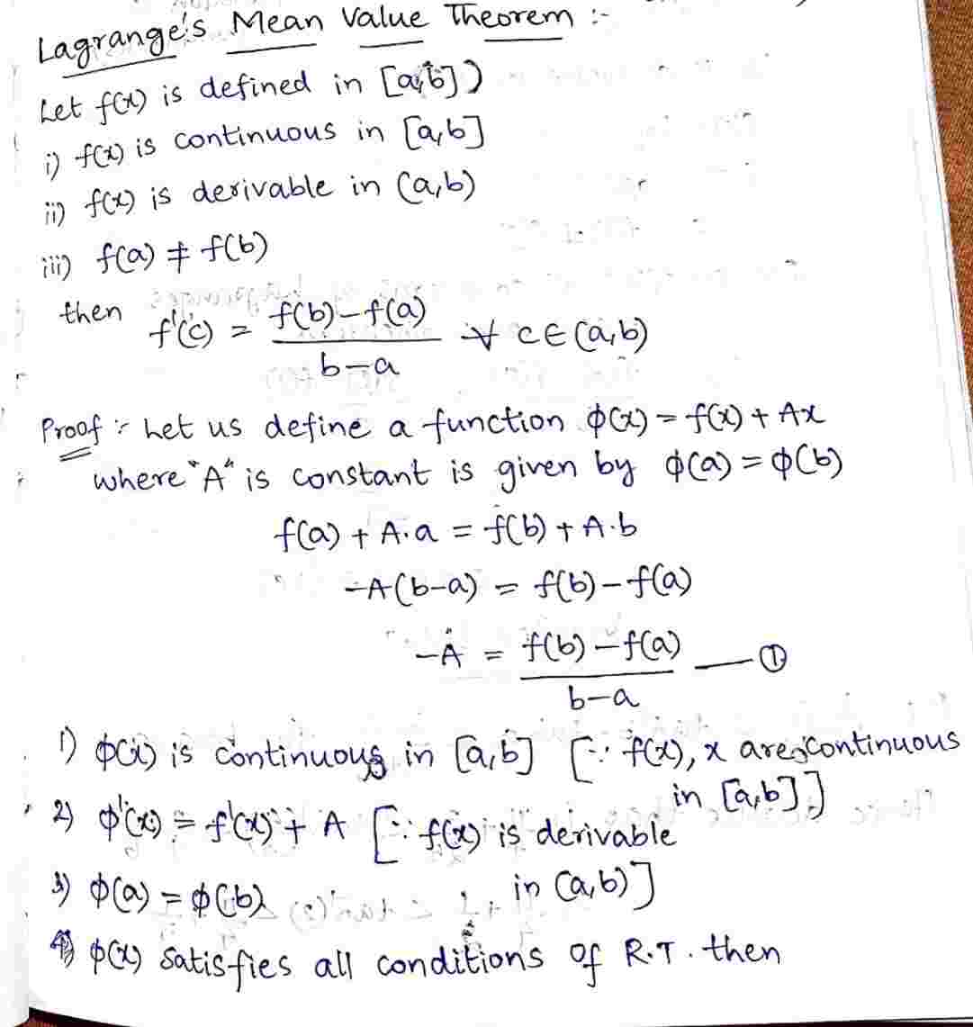Lagrange's mean value theorem