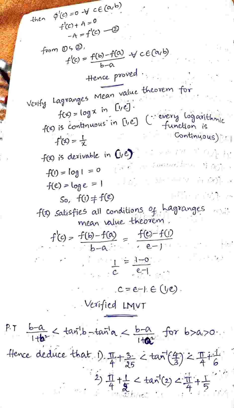 Lagrange's mean value theorem