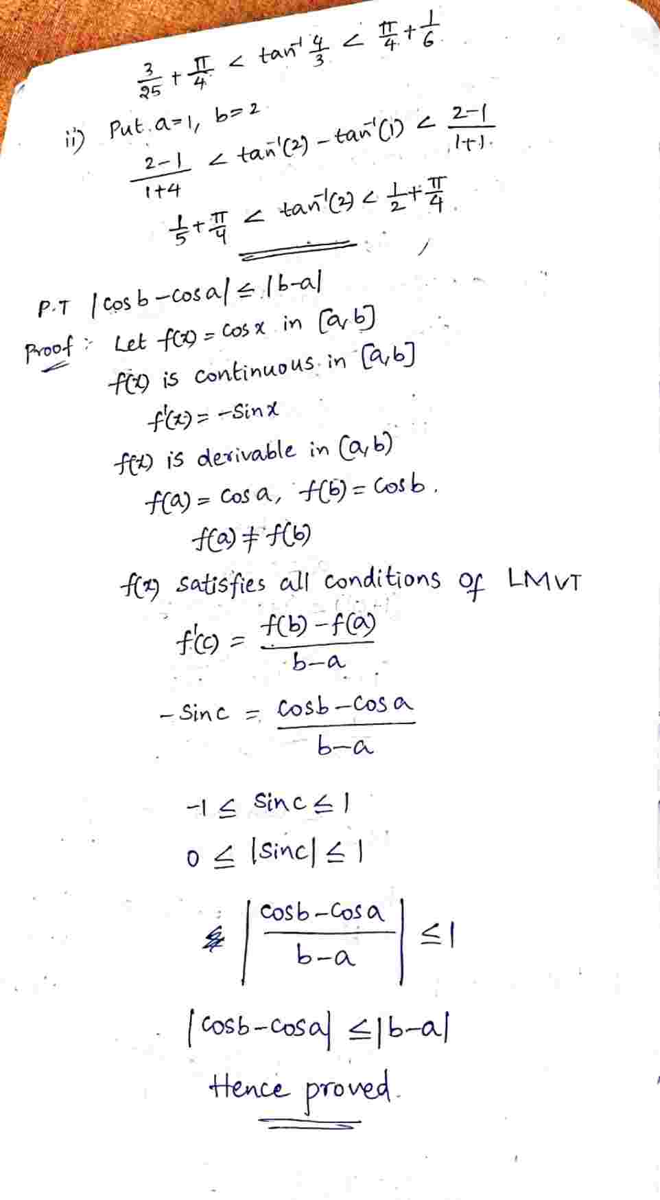 Lagrange's mean value theorem