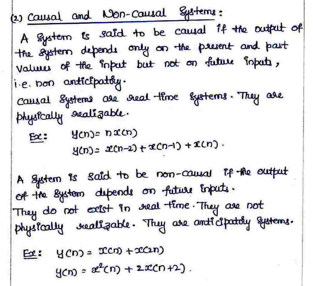Causal and Non-Causal Systerms