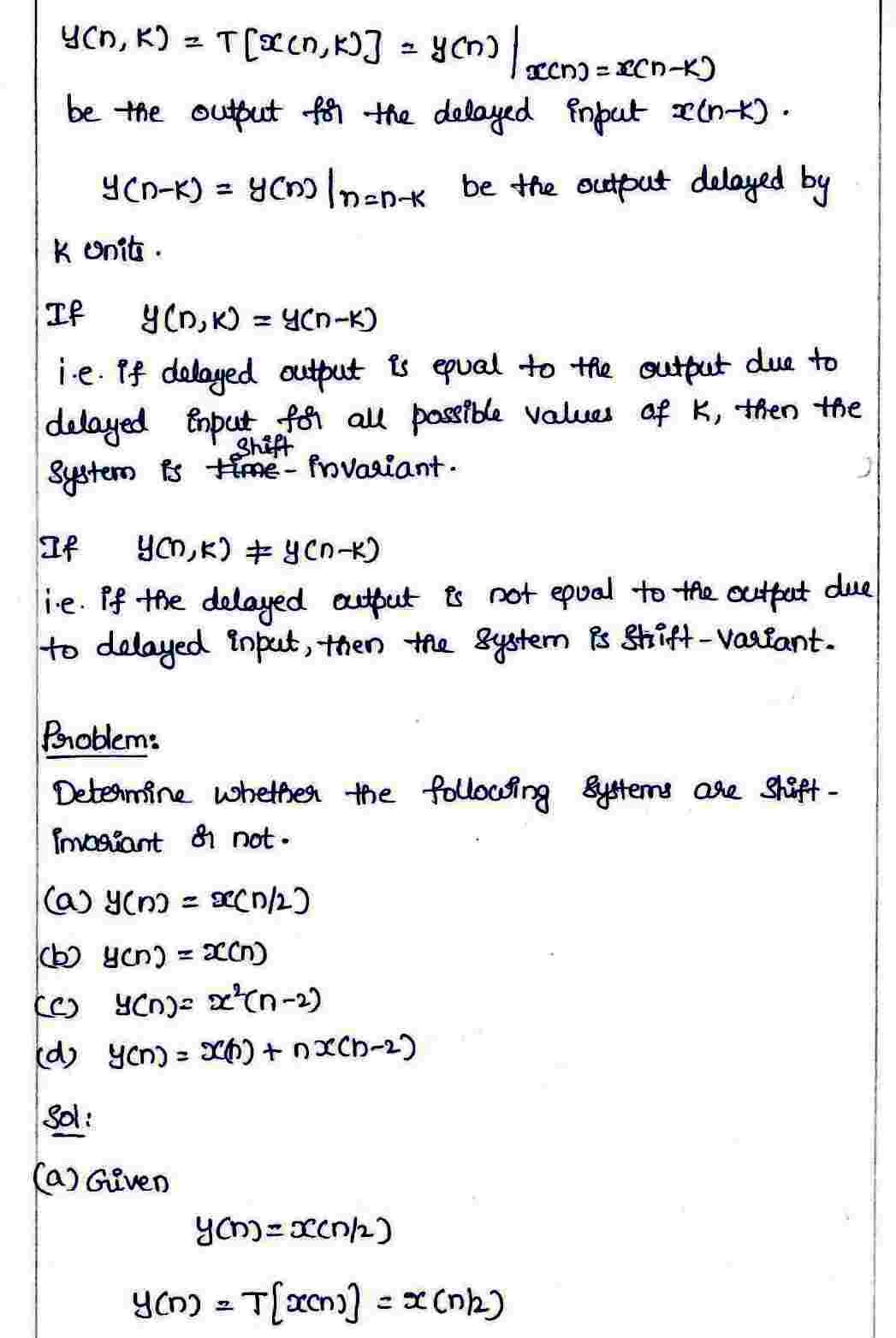 Shift-in Variant and Shift-Varying Systerms