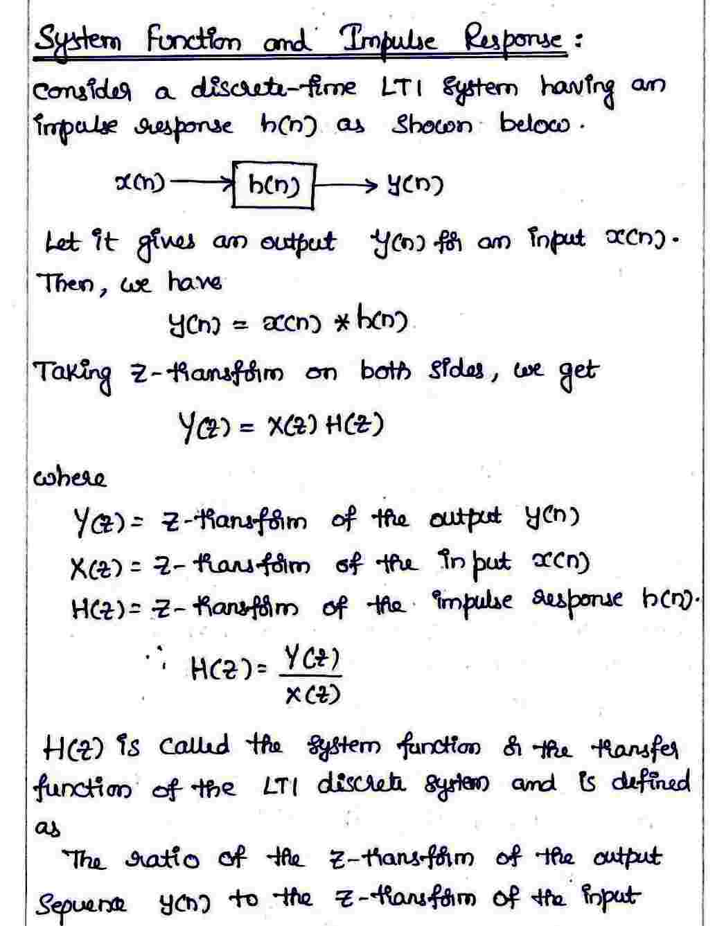 Systerm function and Impulse Response