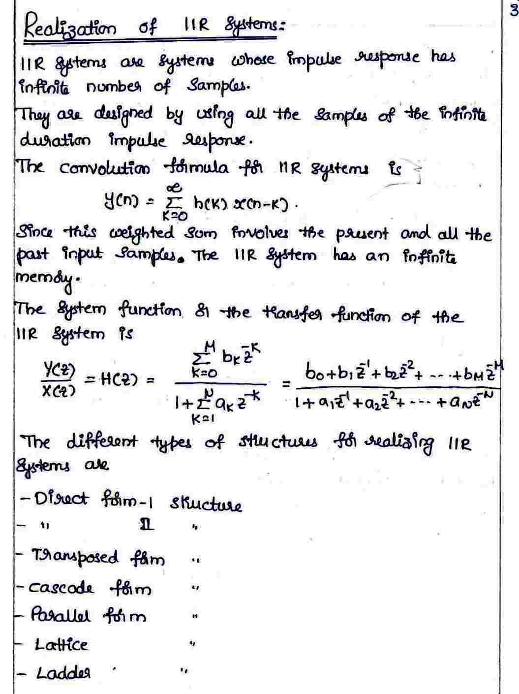 Realization of IIR Systemse