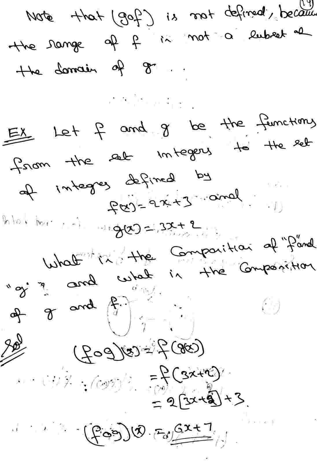 Compostion of Function f&g