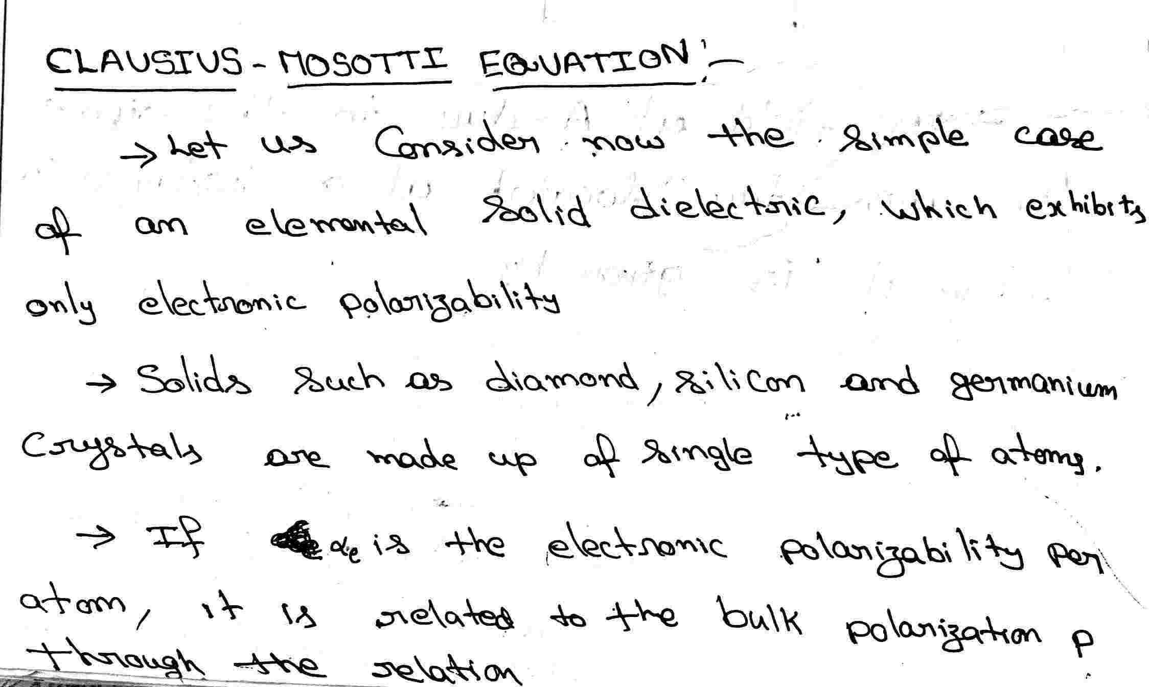 Clausius-Mosotti Equation