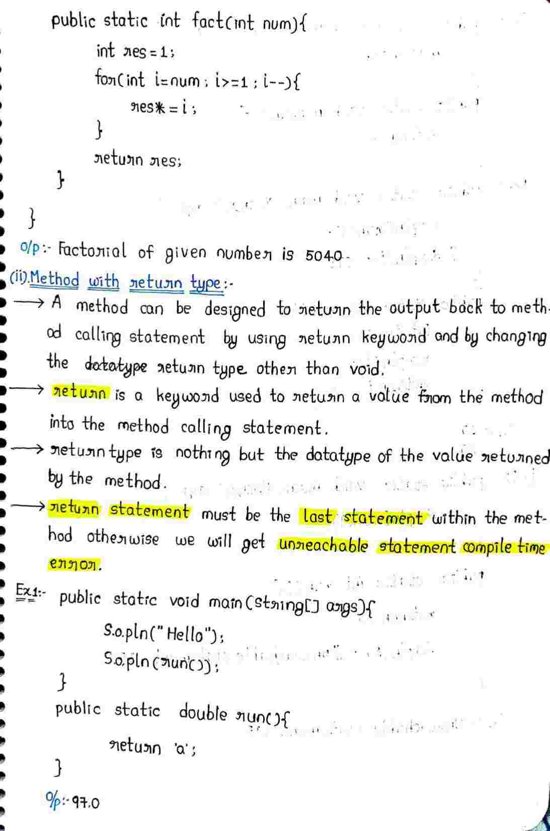 JAVA Methods