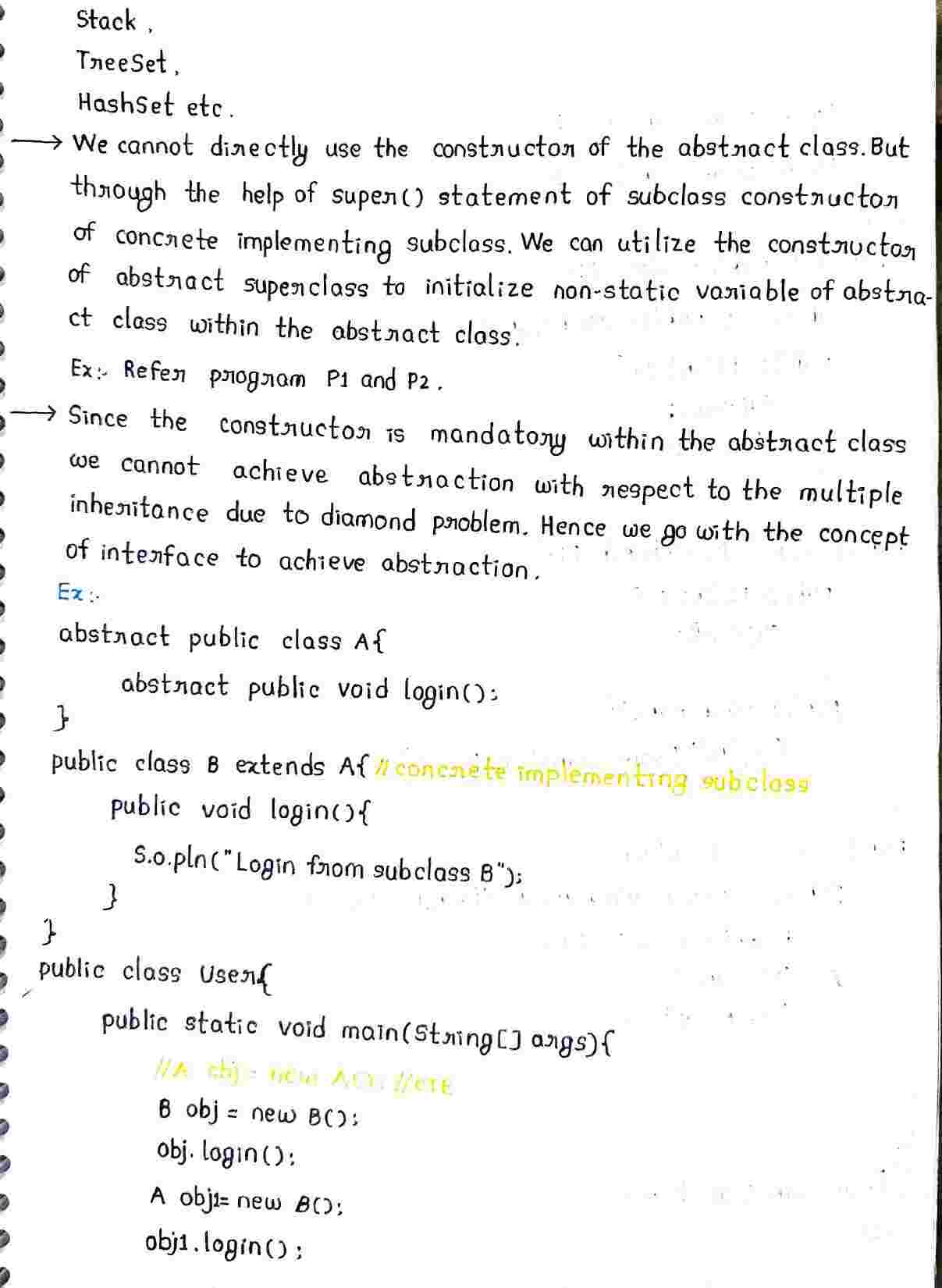 Abstraction in JAVA