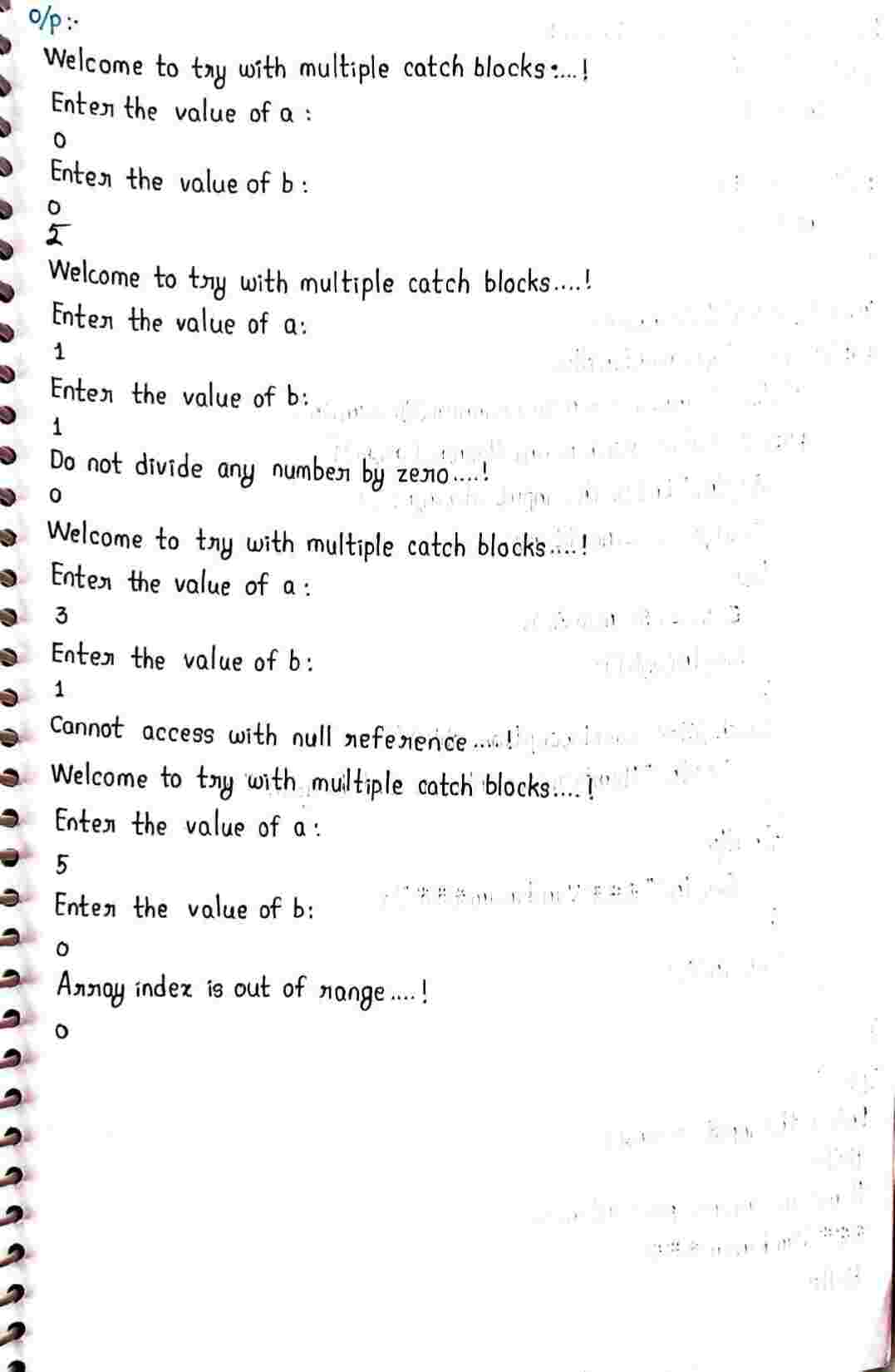 Exceptions in JAVA