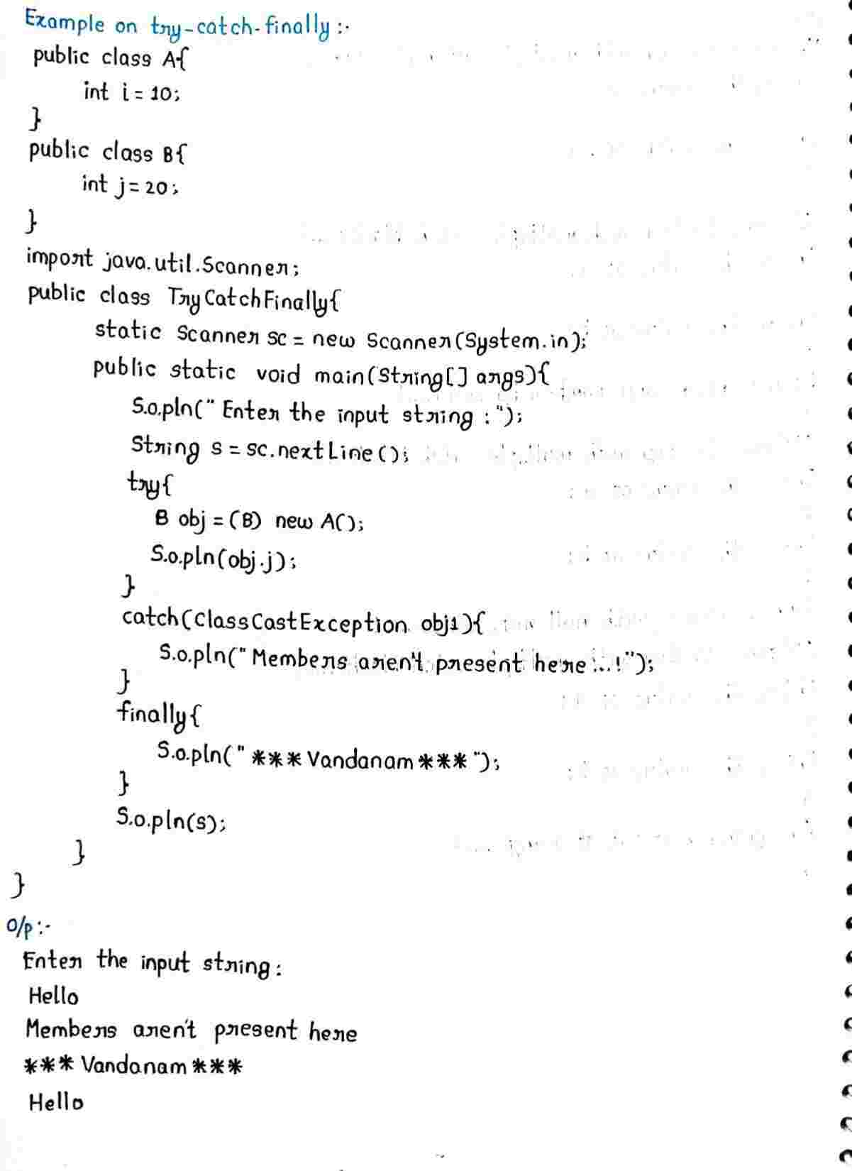 Exceptions in JAVA
