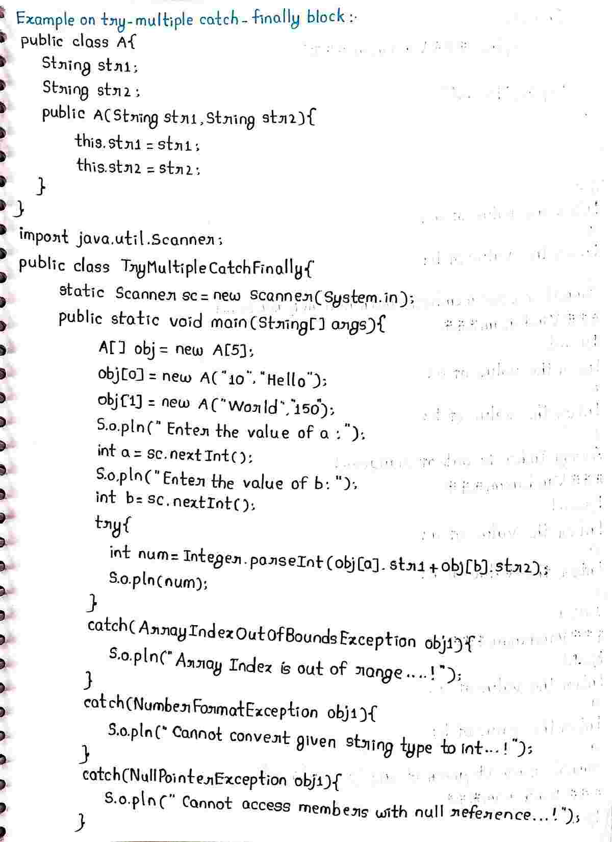 Exceptions in JAVA