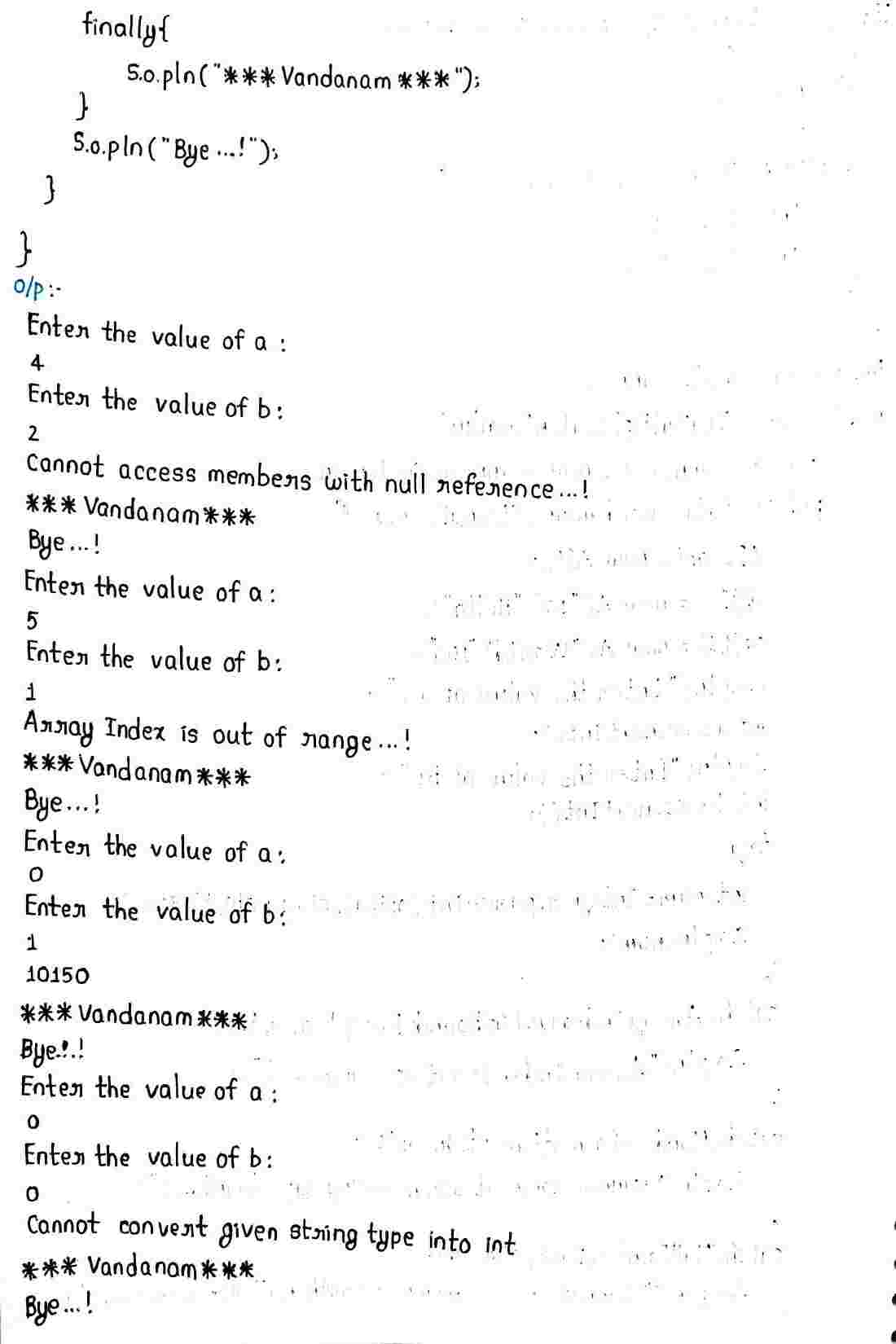 Exceptions in JAVA