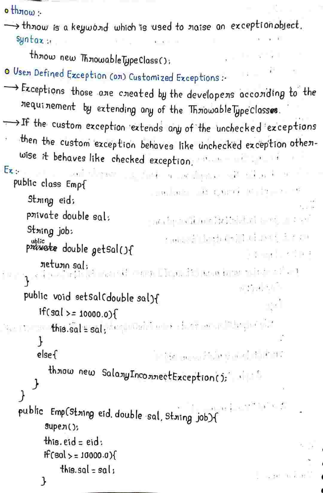 Exceptions in JAVA