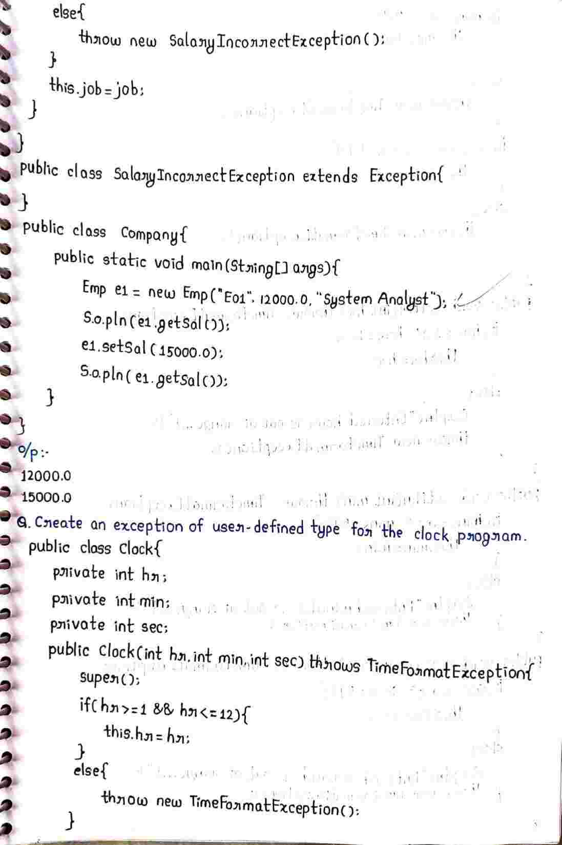 Exceptions in JAVA