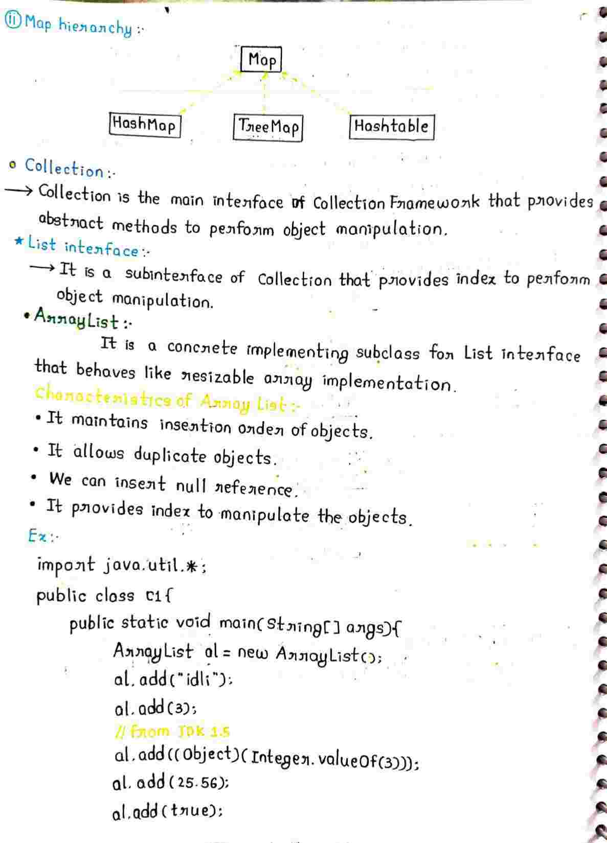 Collection frame in JAVA
