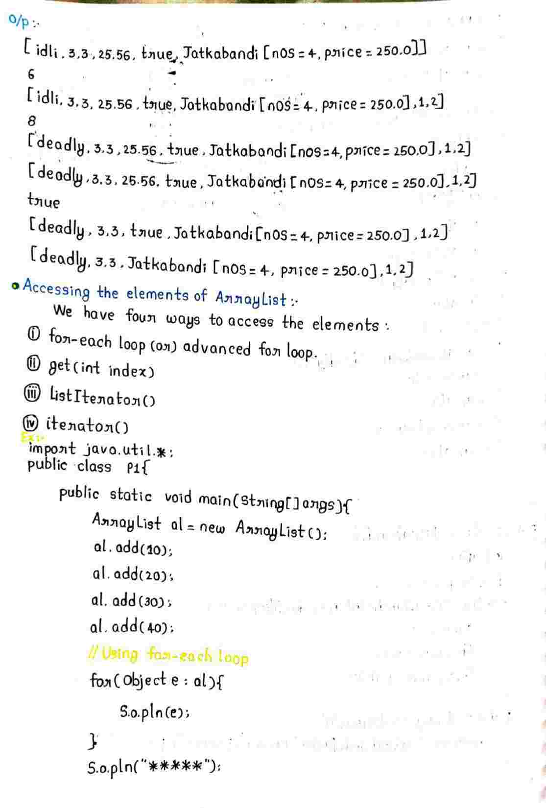 Collection frame in JAVA