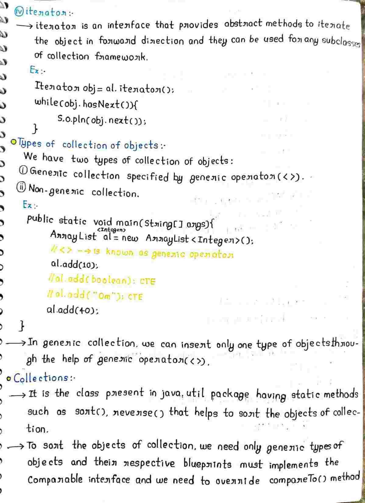 Collection frame in JAVA