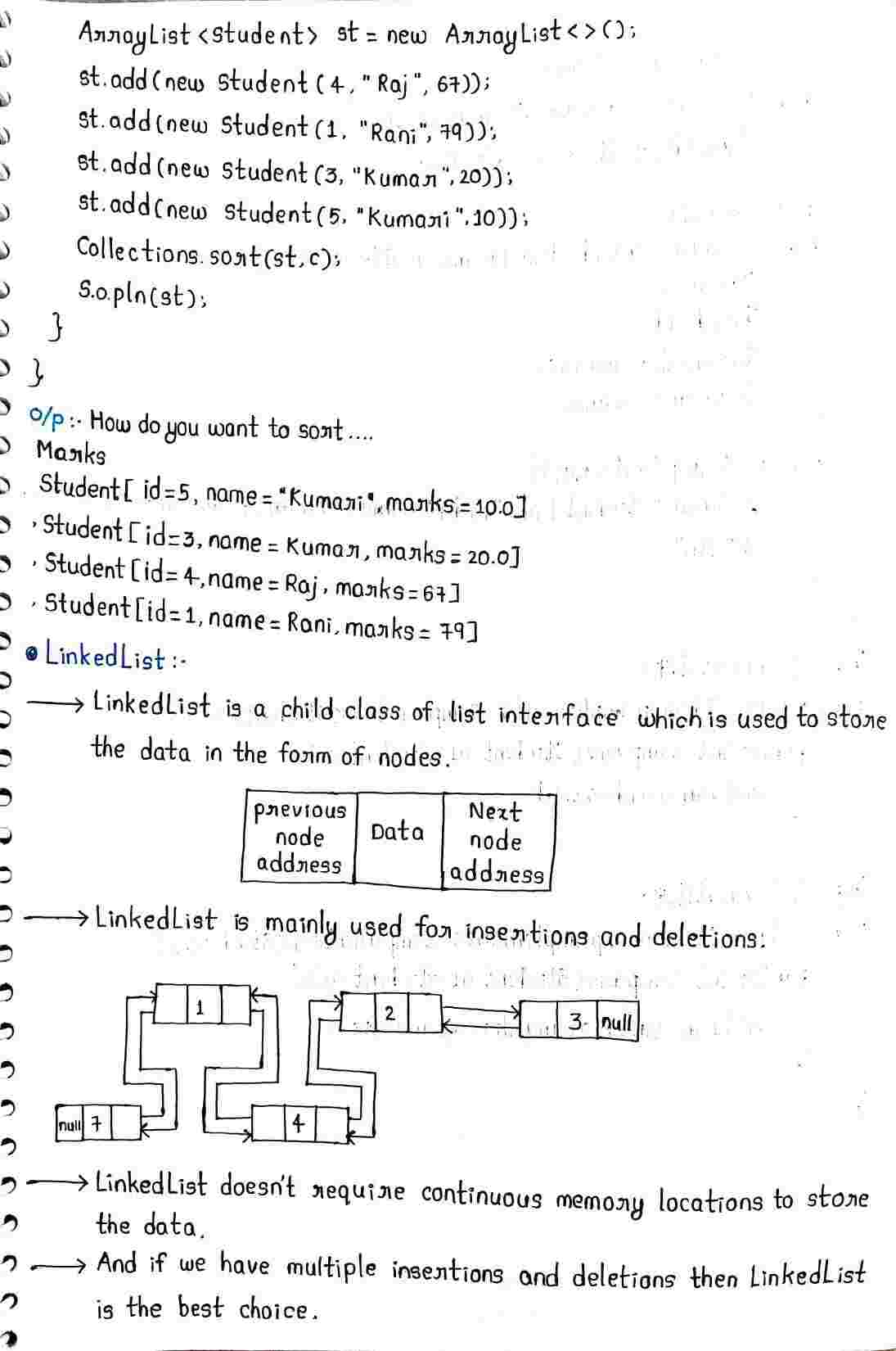 Collection frame in JAVA