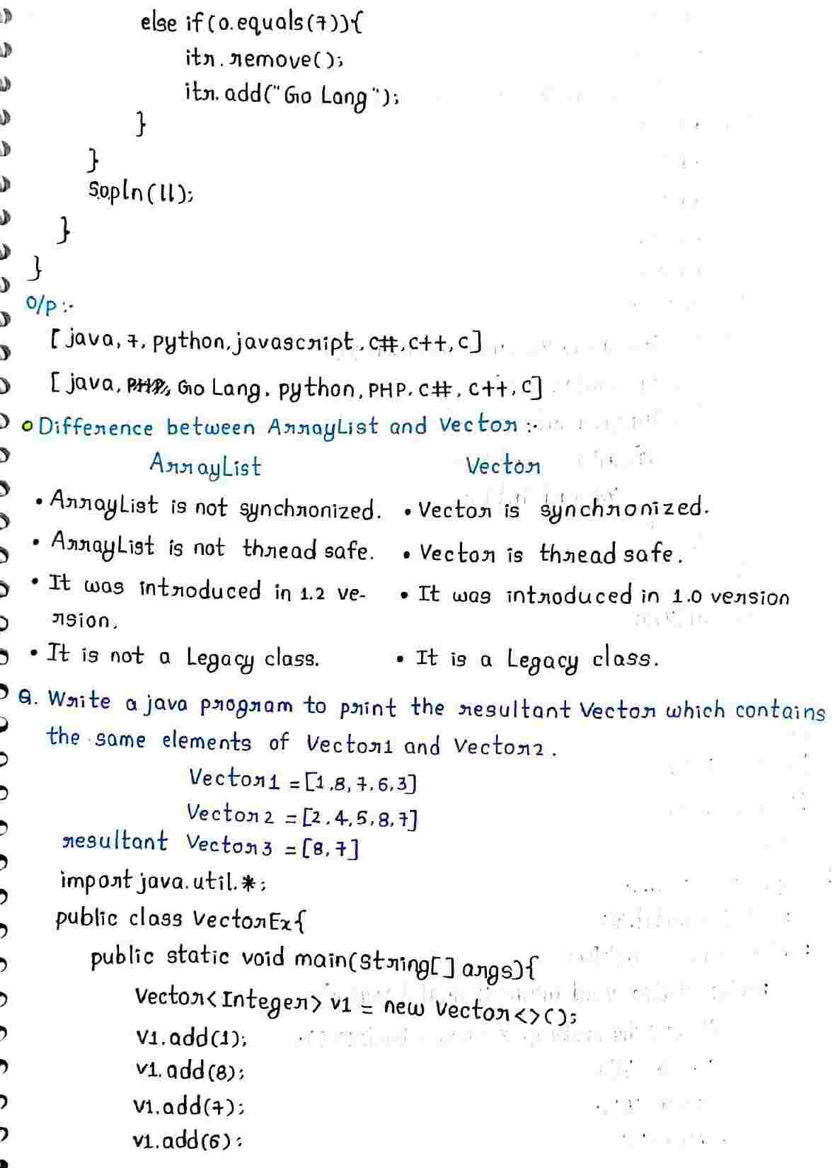Collection frame in JAVA