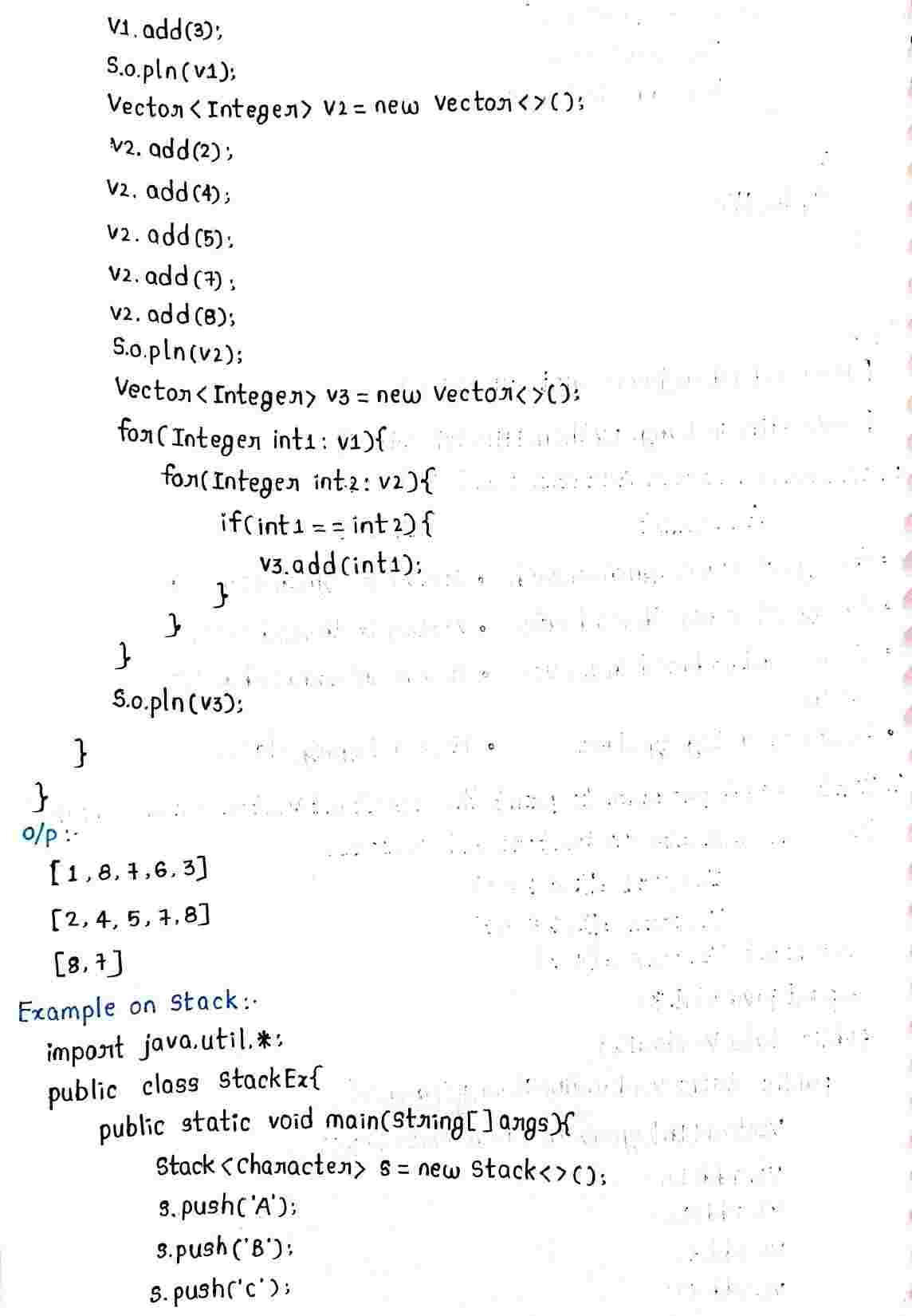 Collection frame in JAVA