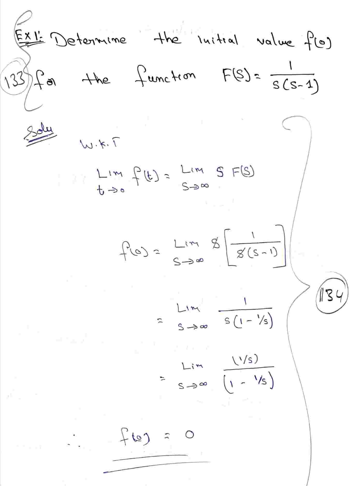 Initial value theorem of laplace transform hand written notes and examples